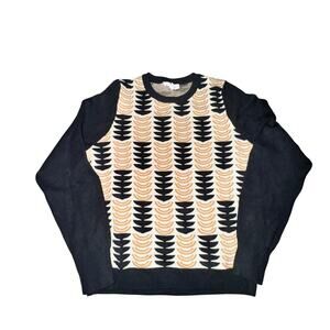 THML Jasmine Sweater Women's Size S Black Tan Geometric Print Crewneck